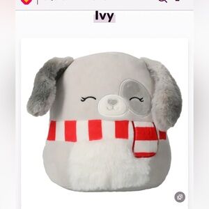 Squishmallows IVY Christmas Squad Gray & Red Dog Plush Toy!